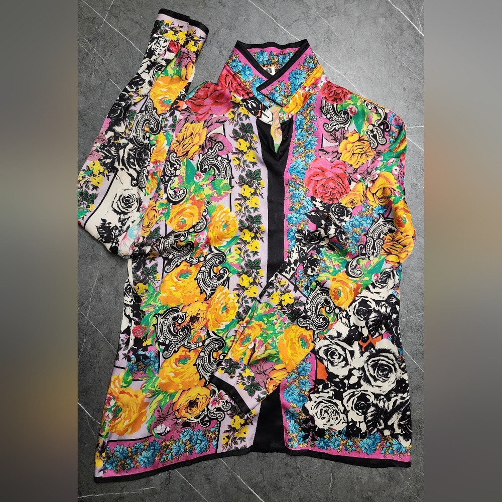 VERSACE Floral Patterned Dress with Vibrant Colors